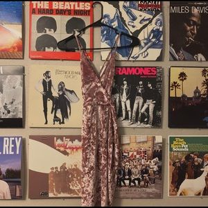 Crushed pink velvet mini strappy dress